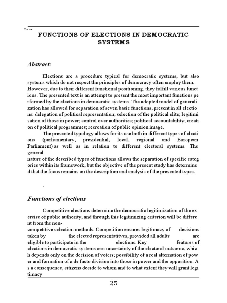 Functions of Elections in Democracy | PDF | Elections | Voting