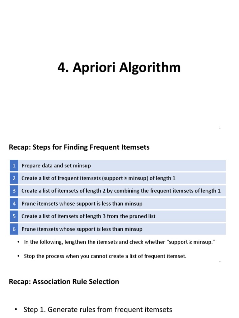 Apriori Algorithm for Frequent Itemsets | PDF