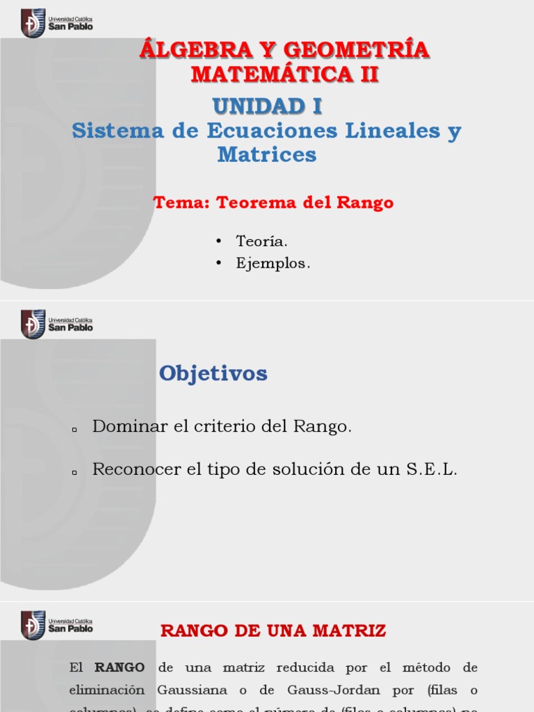 Teorema del Rango en Sistemas Lineales | PDF | Matriz (Matemáticas ...