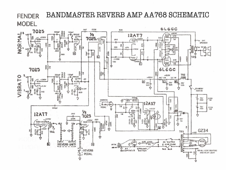 Bandmaster Reverb AA768 Schematic | PDF