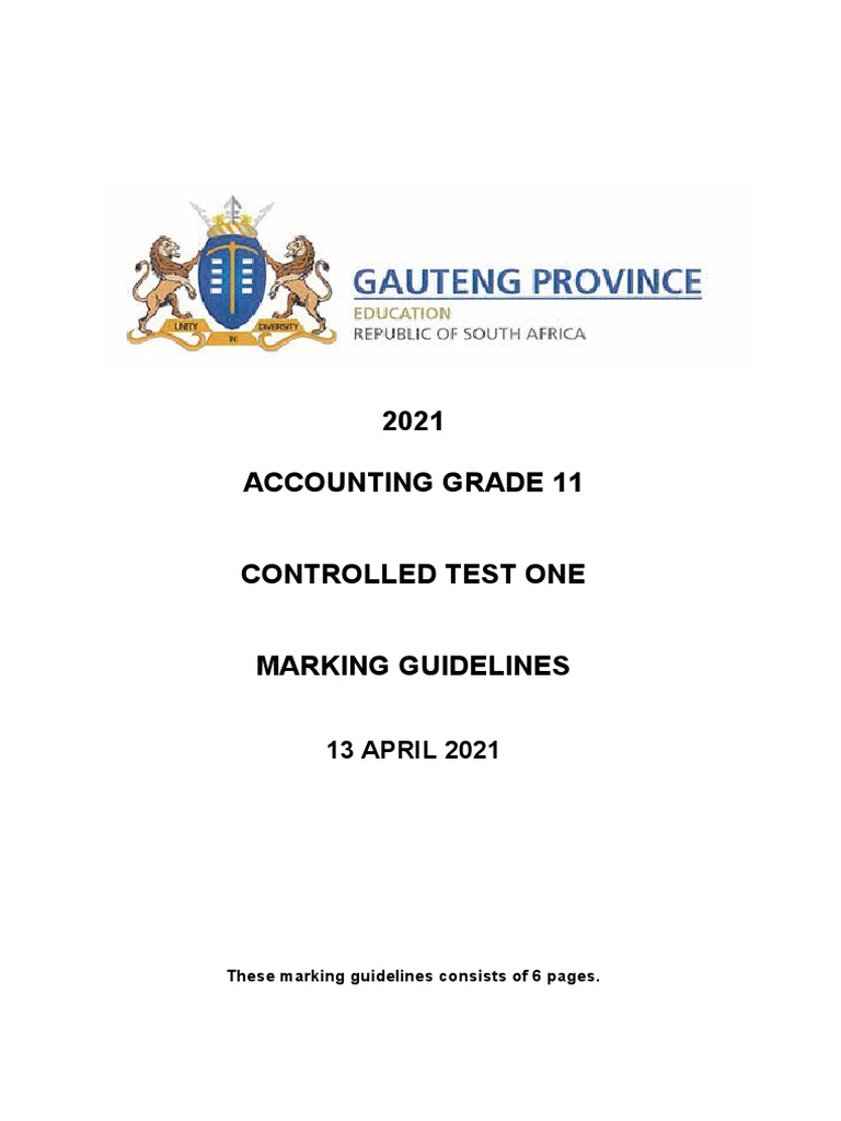 Grade 11 Accounting Test Guidelines | PDF | Depreciation | Book Value
