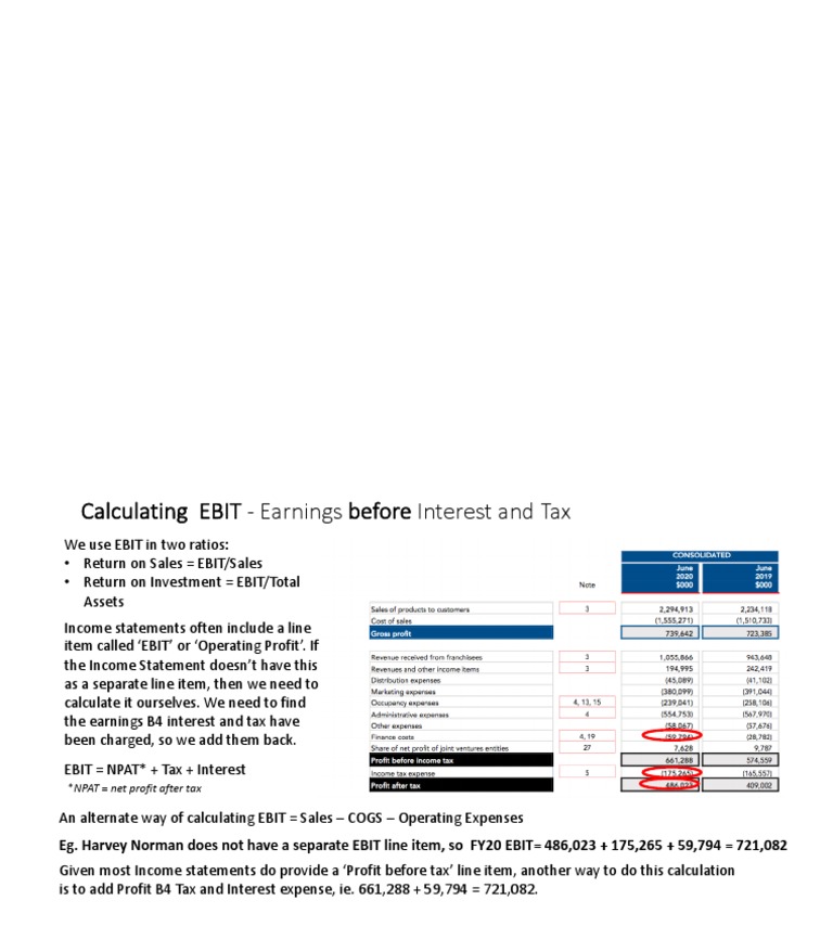 EBIT calcuation PDF