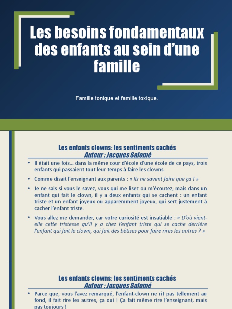 Les Besoins Fondamentaux Des Enfants Au Sein Dâ Une | PDF