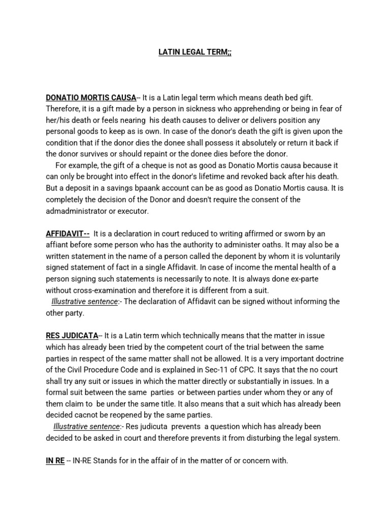 Latin Legal Terms Explained | PDF | Affidavit | Mandamus