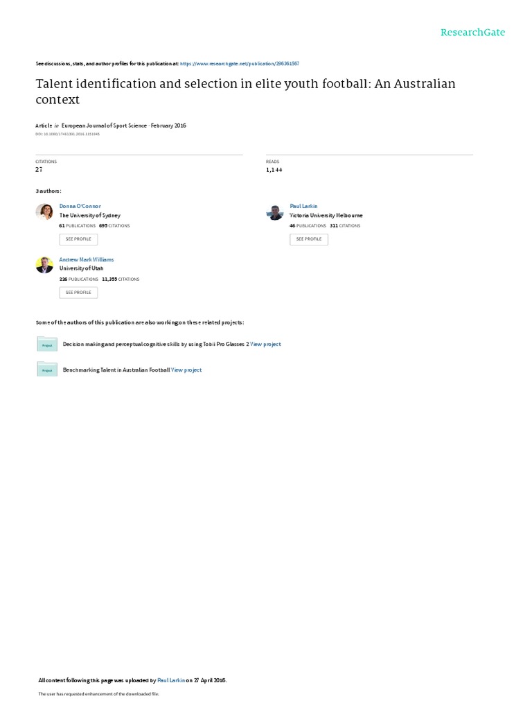 Talent Identification and Selection in Elite Youth Football: An ...