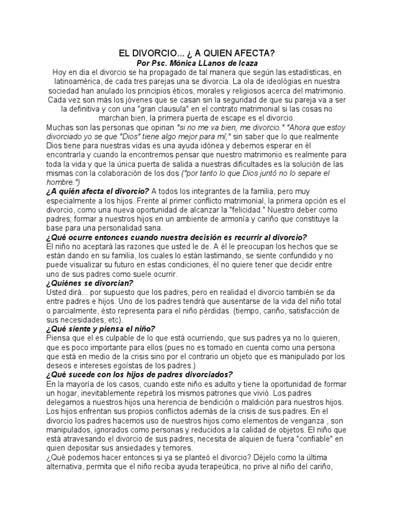 Impacto del Divorcio en la Familia | PDF | Salud y bienestar