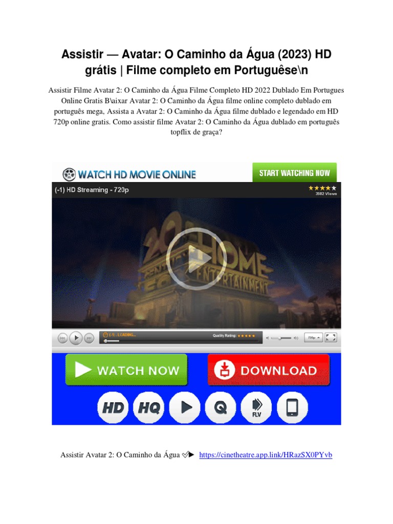 Assistir Avatar o Caminho Da Agua 2023 HD Gratis Filme Completo em  Portuguesen - 1, PDF