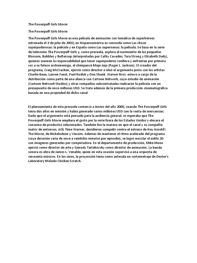 The Powerpuff Girls Movie | PDF