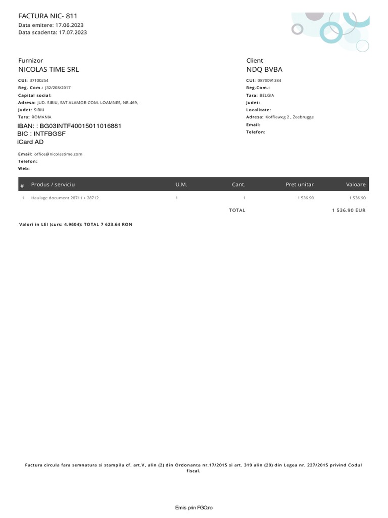 Factura NIC-811-NDQ BVBA-17.06.2023 | PDF