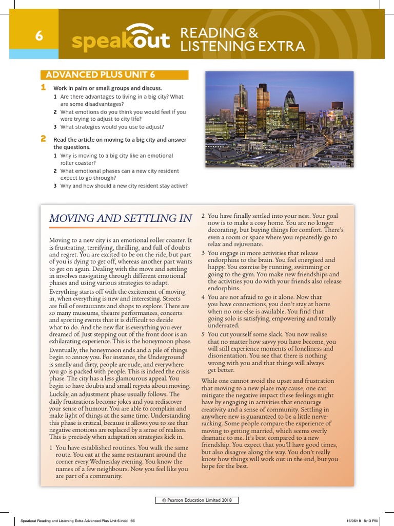 Speakout Reading and Listening Extra Advanced Plus Unit 6 | PDF