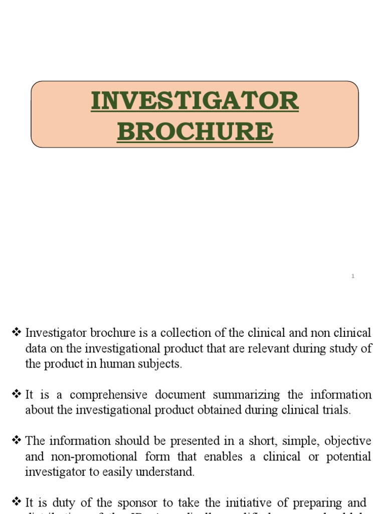 Investigator Brochure | PDF