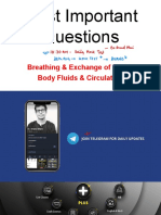 Most Important Questions: Breathing & Exchange of Gases Body Fluids & Circulation