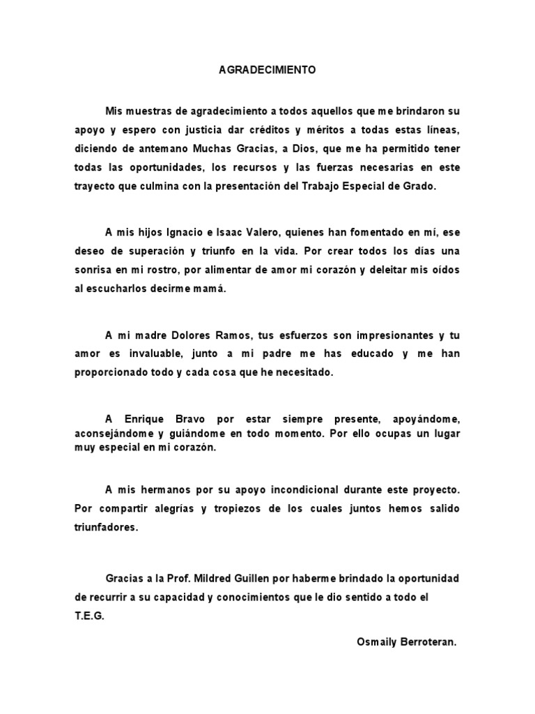 Agradecimientos y Dedicatoria del TEG | PDF | Salud y bienestar