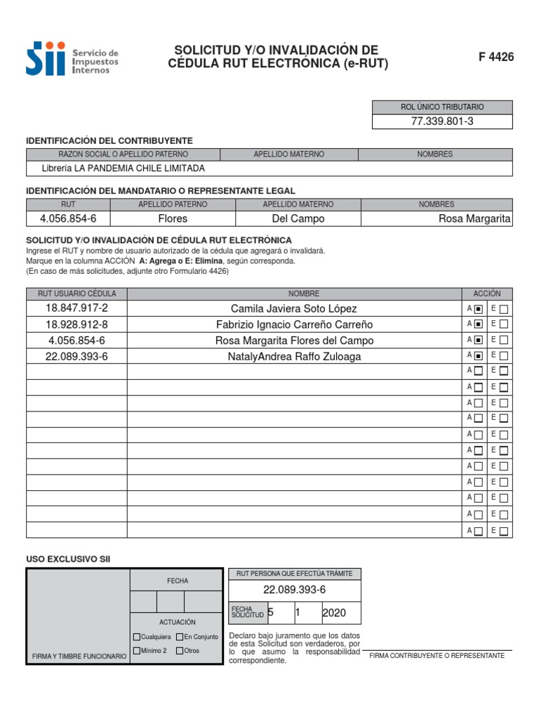 Solicitud Y/O Invalidación de Cédula Rut Electrónica (E-Rut) | PDF