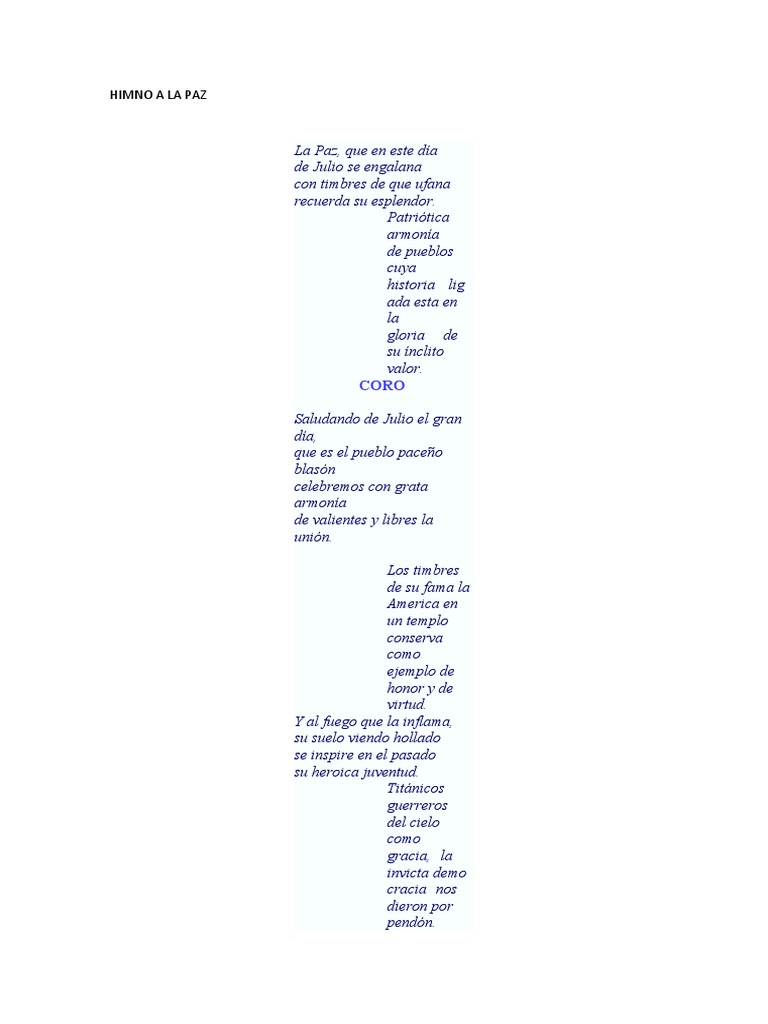 Himno A La Paz | PDF