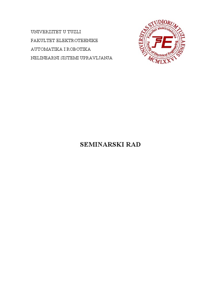 Seminarski Rad: Univerzitet U Tuzli Fakultet Elektrotehnike Automatika ...
