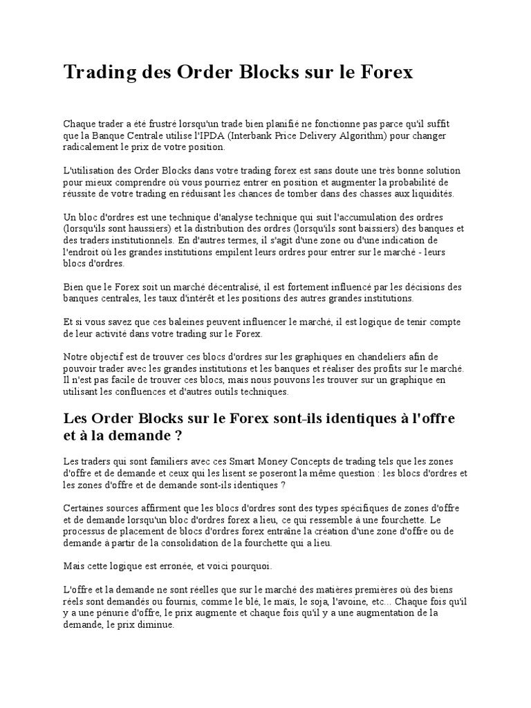 Trading Des Order Blocks Sur Le Forex | PDF | Opérateur de marché | Forex