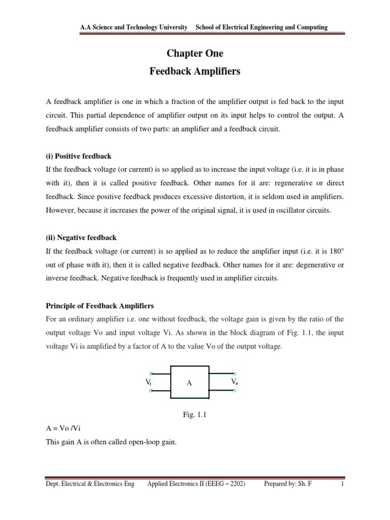 Feedback Amplifiers in Applied Electronics | PDF | Amplifier ...