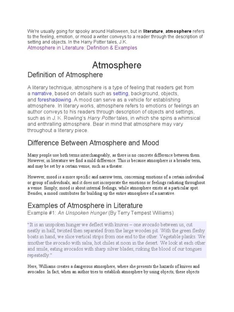 Understanding Atmosphere in Literature | PDF | The Raven | Emma (Novel)
