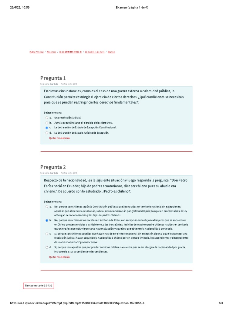 Examen de Derecho Constitucional 2022 | PDF | El proceso de destitución ...