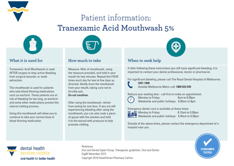 Tranexamic Acid Mouthwash PDF Clinical Medicine Medical Specialties