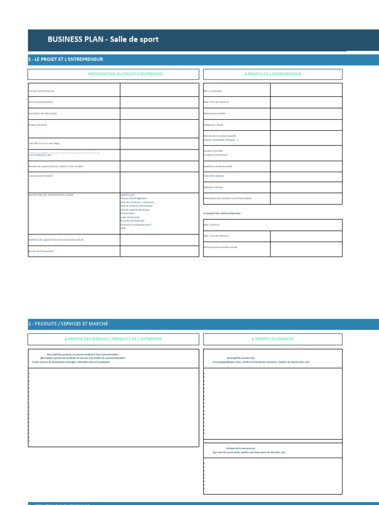 Business Plan Salle de Sport  PDF