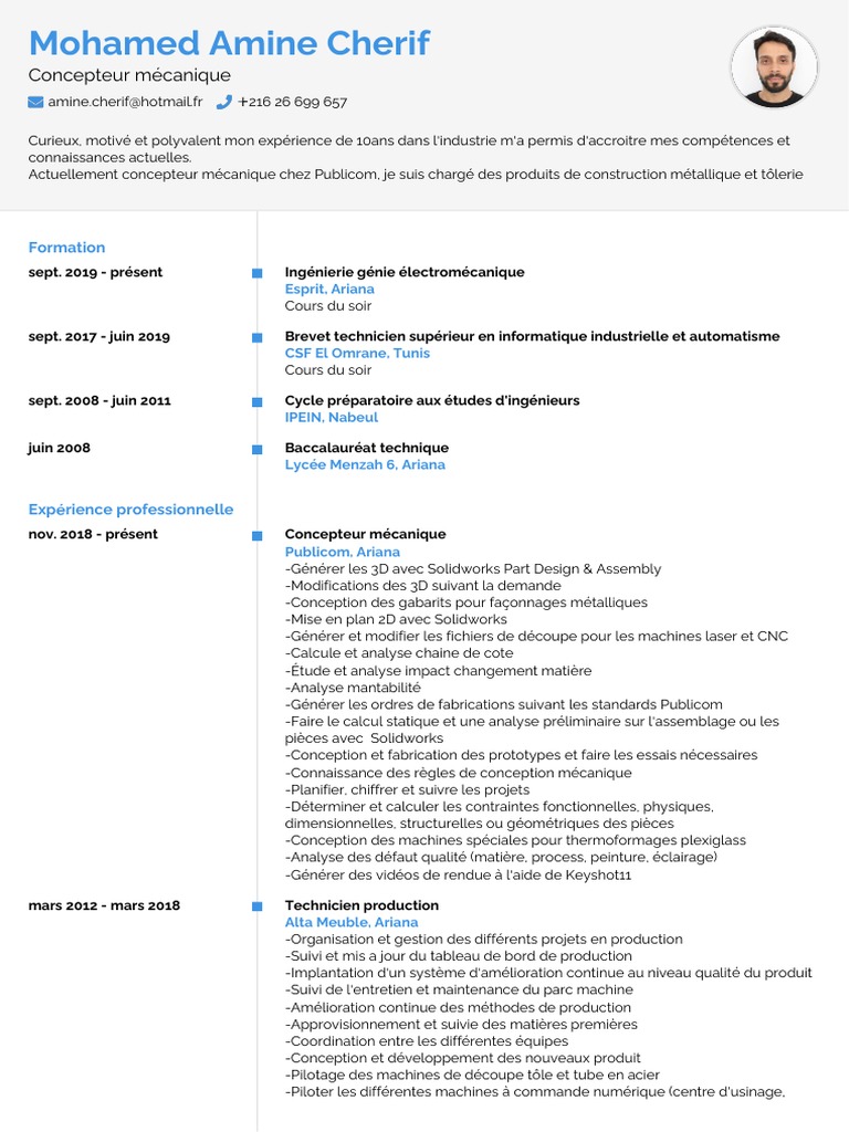 CV de Mohamed Amine Cherif | PDF | Machine-outil à commande numérique ...