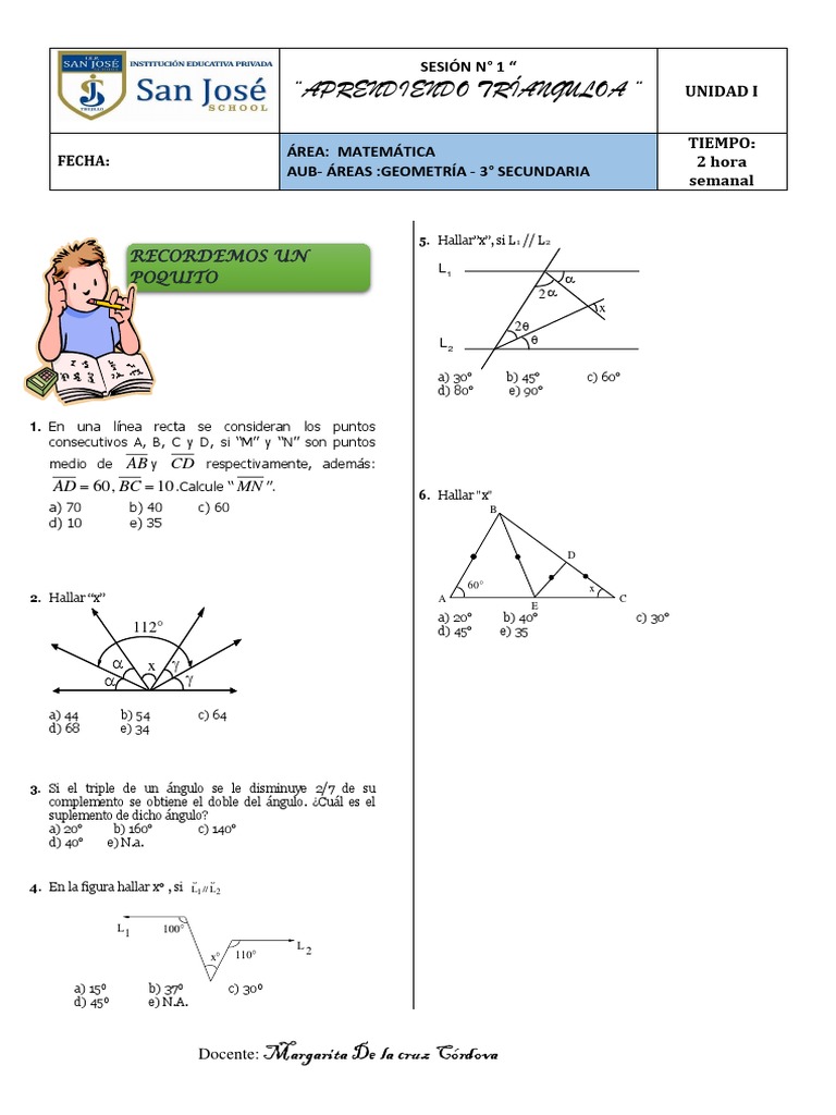 Ejercicios de Geometría para Secundaria | PDF | Geometría | Matemáticas