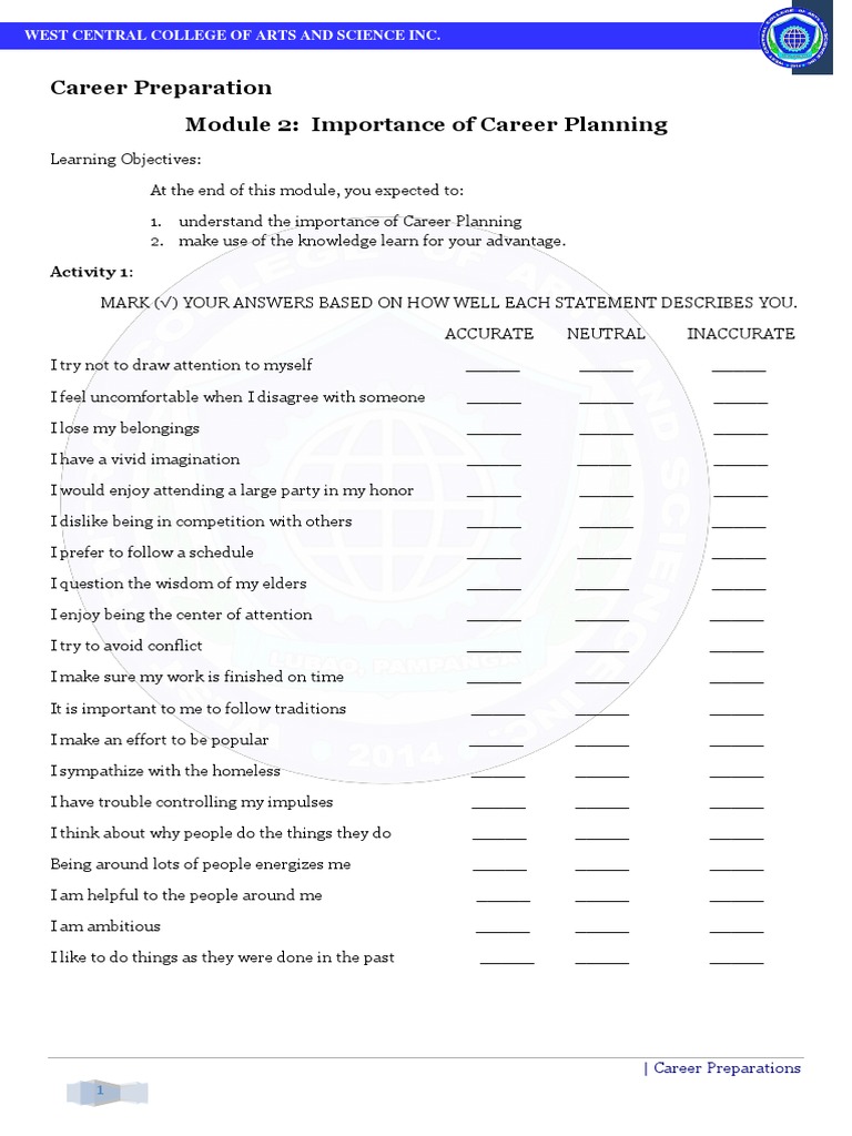 Module 2 Importance of Career Planning | PDF | Goal | Mentorship