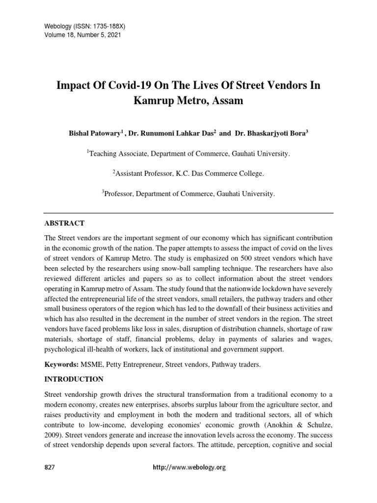 COVID-19's Impact on Kamrup Street Vendors | PDF | Workforce | Small ...