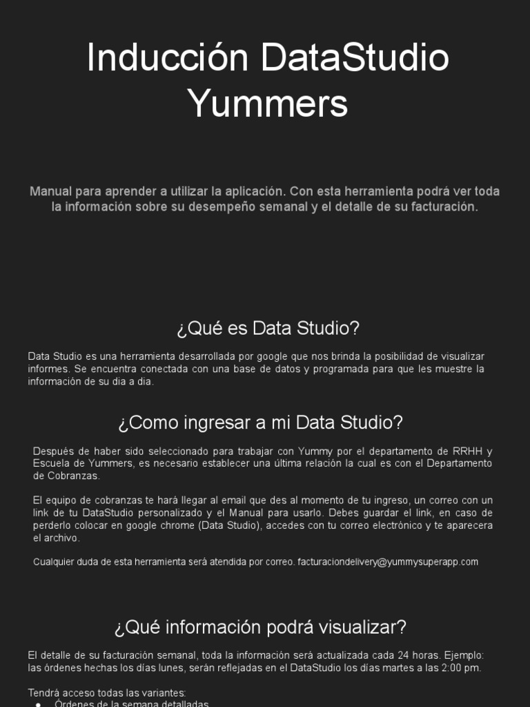Guía de Uso de Data Studio Yummers | PDF | Negocios
