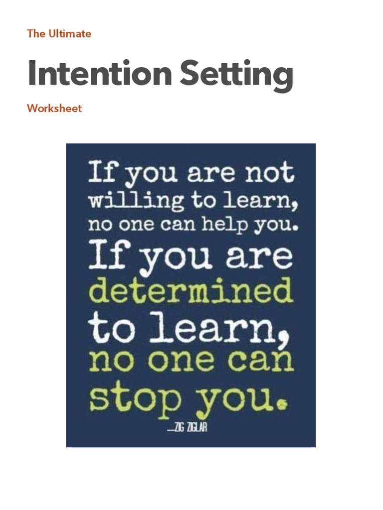 Intention Setting Worksheet | PDF | Experience