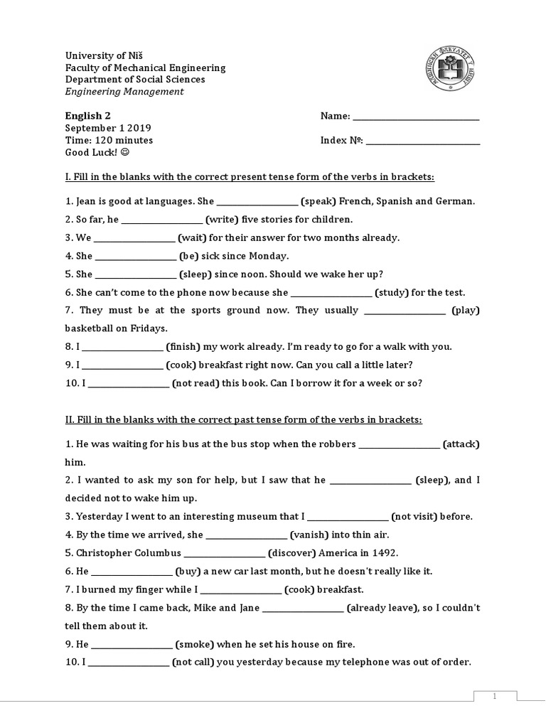 English 2 Exam September 1 2019 | PDF