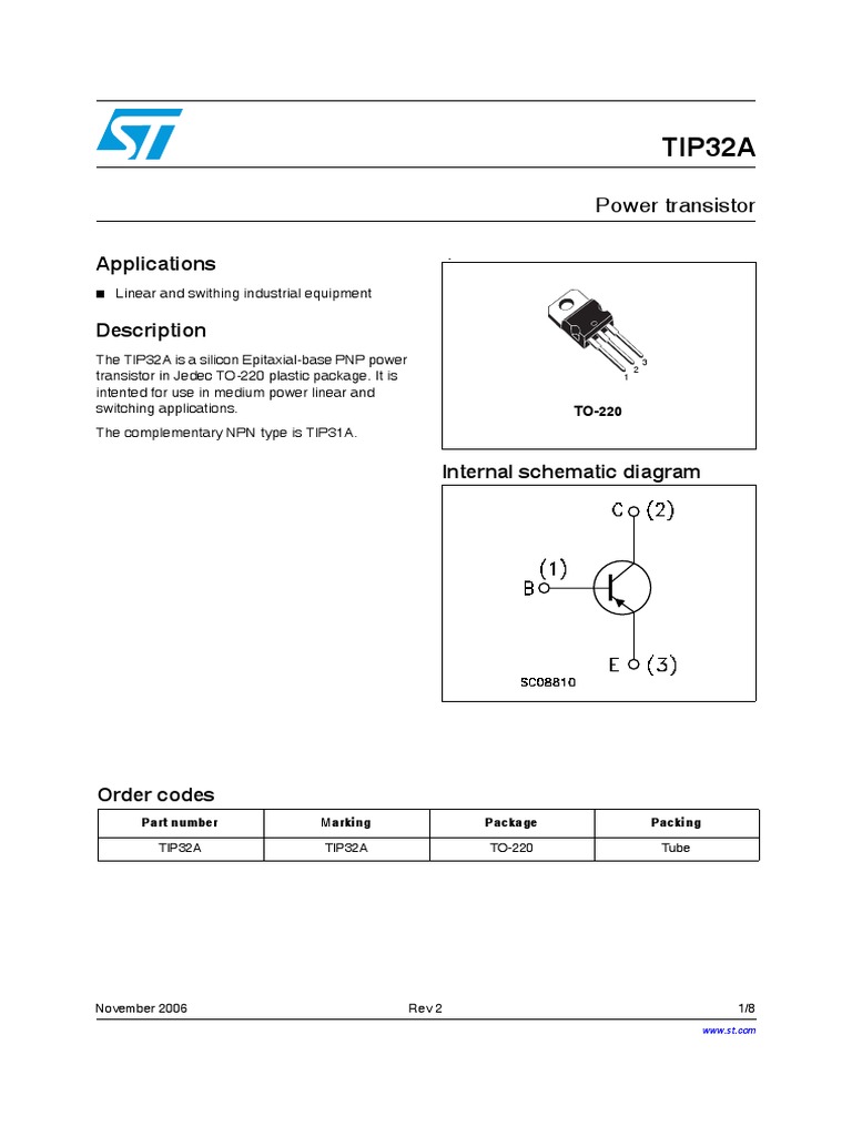 Tip 32 A PDF Bipolar Junction Transistor Computer Engineering