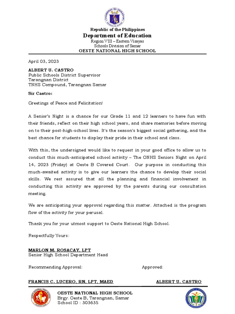 Request for Seniors Night Approval | PDF