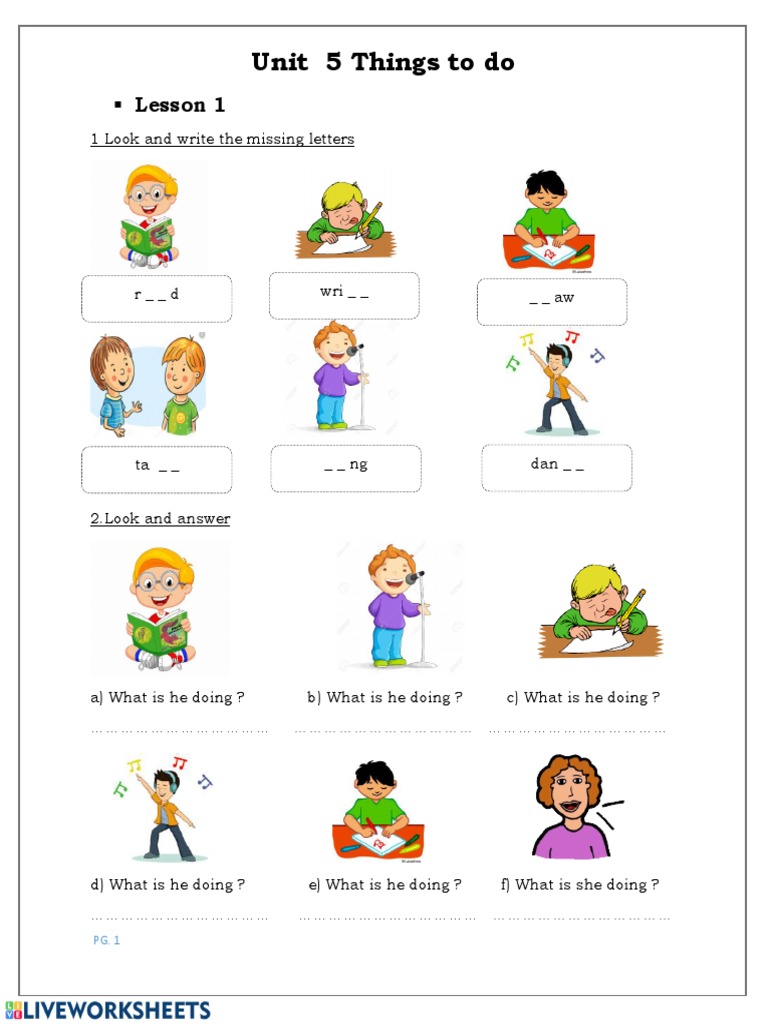 Things To Do Pdf Sheet