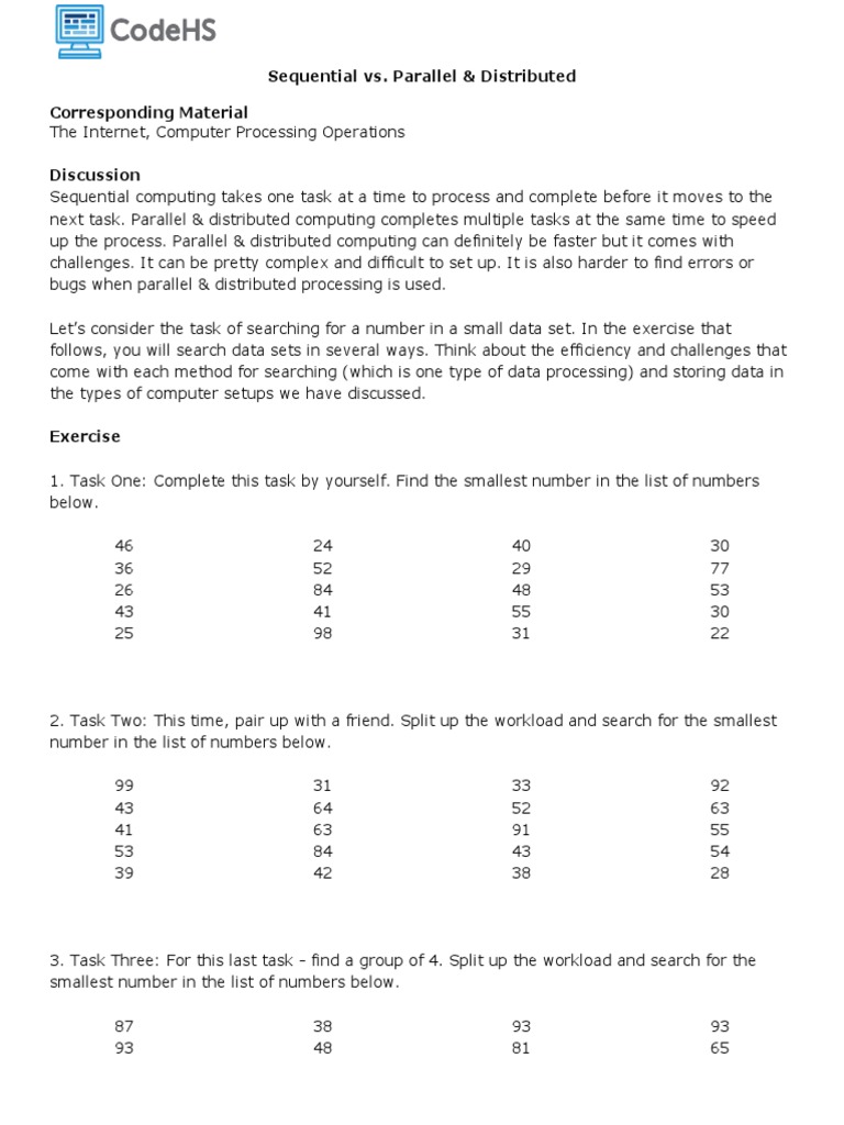 (AP CSP) (The Internet) Sequential vs. Parallel and Distributed ...
