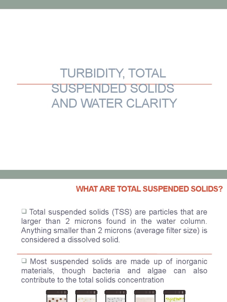 Total Dissolved Solids, Turbidity and Water Clarity PDF Water