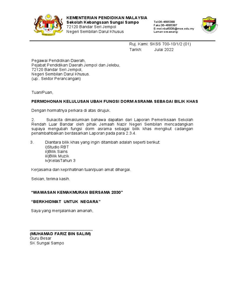 Template Baru Surat Rasmi SKSS | PDF