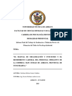 Informe Final Del Trabajo de Graduación o Titulación Previo A La Obtención Del Título de Psicóloga Industrial