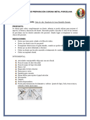 SOLUTION: Protocolo de elaboración corona metal-porcelana - Studypool