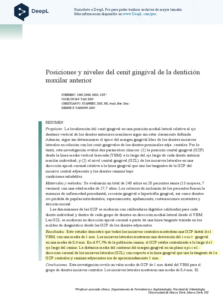 Gingival Zenith Positions and Levels of the Maxillary Anterior