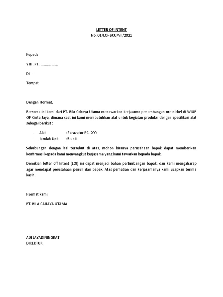 Letter of Intent | PDF