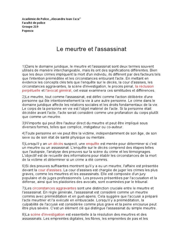 Le Meurtre Et L