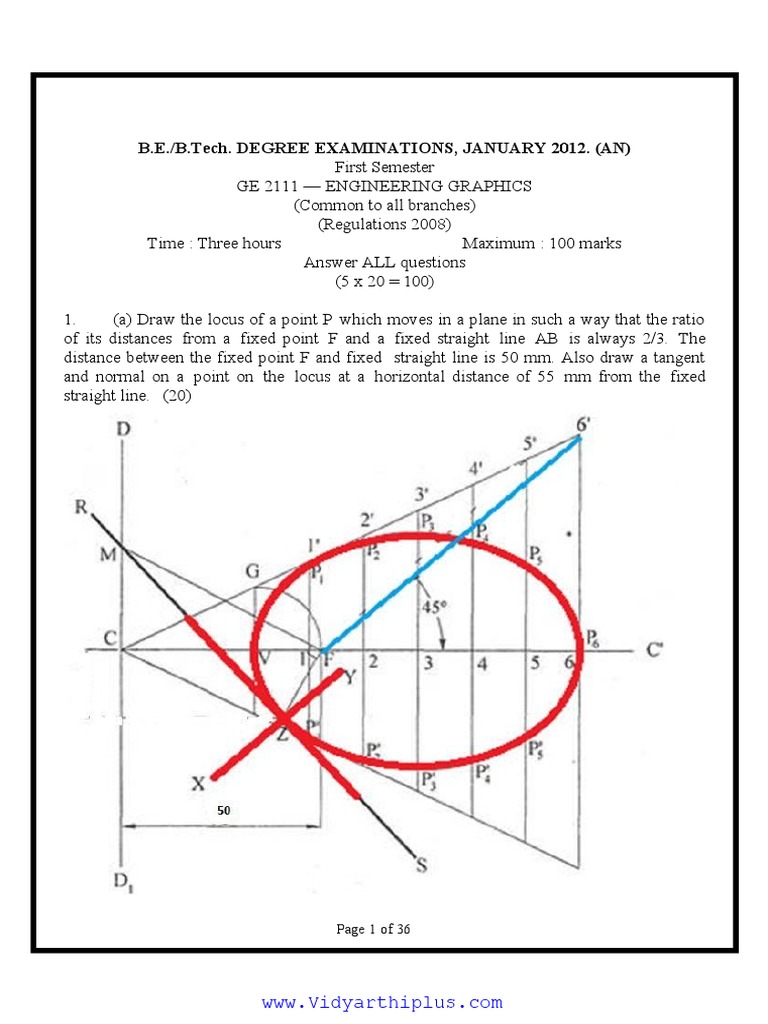 ENGINEERING GRAPHICS UNIVERSITY QUESTION PAPERS With Answers | PDF ...