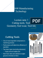 Notes 4 - Cutting Tools, Tool Geometry, Tool Wear, Tool Life