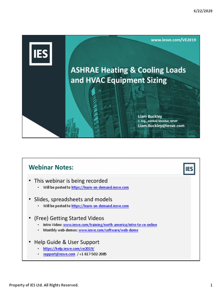 SLIDES ASHRAE Heating & Cooling Loads and HVAC Equipment Sizing PDF