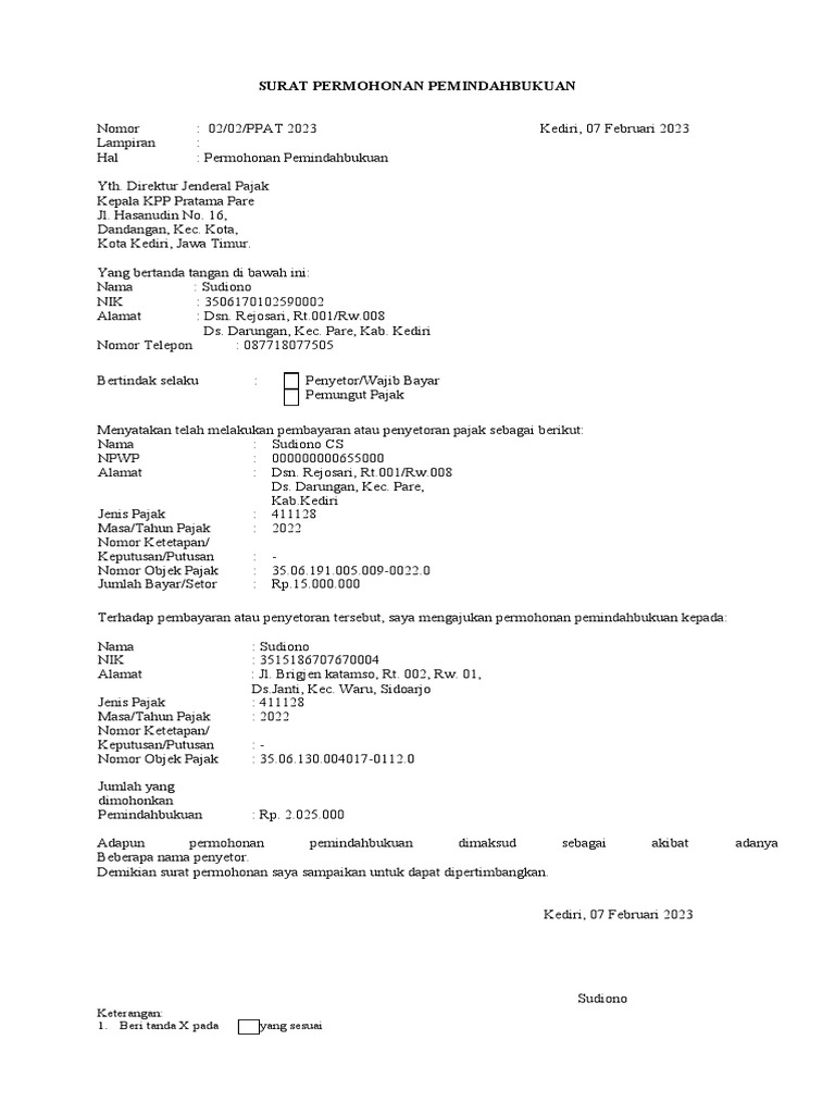 Formulir PBK | PDF