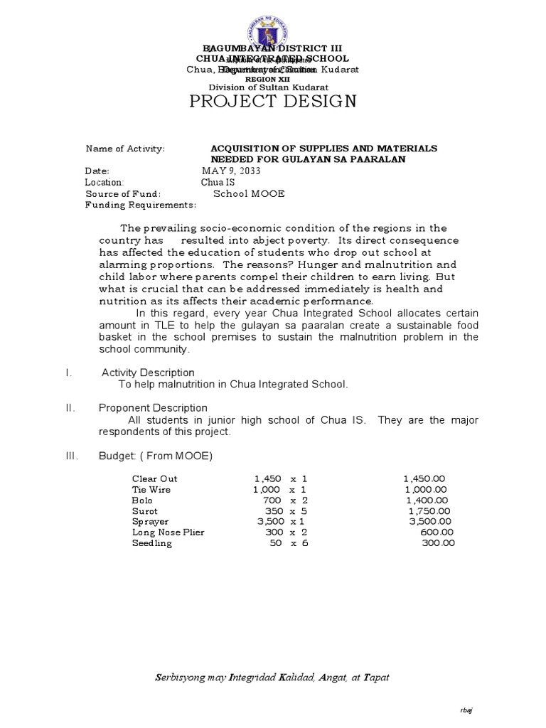 School Supplies Acquisition for Nutrition Program | PDF | Teachers ...