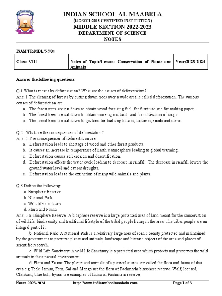 WRITE A SHORT NOTE ON WILDLIFE CONSERVATION CLASS 8 visual data 3